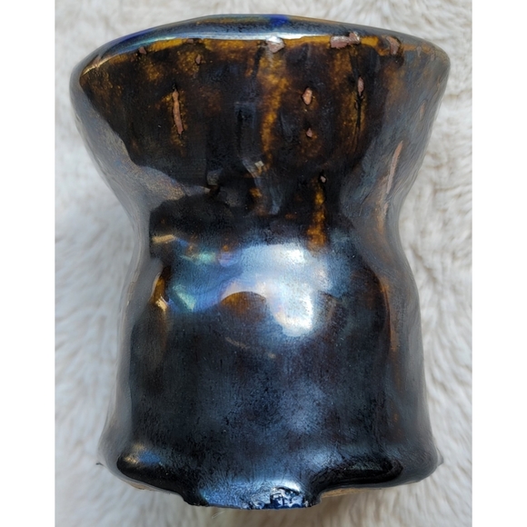 Brown metallic and blue handmade ceramic cup - Picture 5 of 13